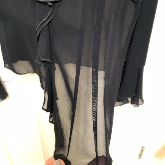 Karen Kane sheer black ruffled blouse - Picture 5 of 7